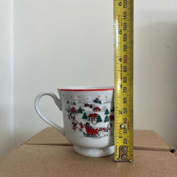 Kopin “Christmas Pleasure” tea cups dishes vintage 90s holiday set of 6 - Picture 7 of 8